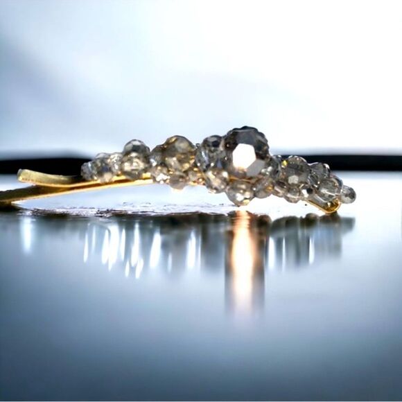 Crystal Studded l Barrette, Hair Clip l Gold Hardware l 5 Colors to Choose l New - Picture 5 of 13